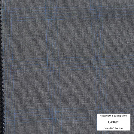 C009/1 Vercelli VIII - 95% Wool - Xám Caro chỉ Xanh